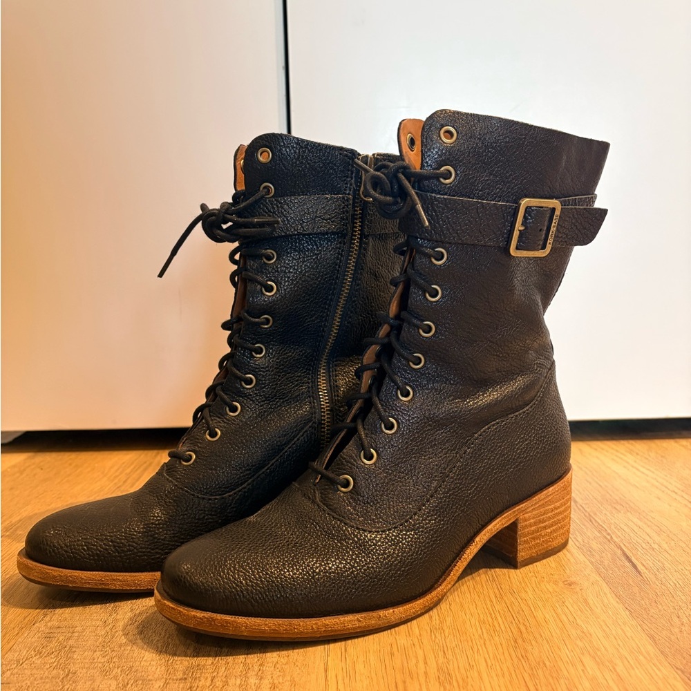 Kork-ease black leather boots